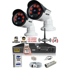 Resim IDS 2 Kameralı Set - 5 Mp Sony Lensli Full HD Gece Görüşlü Güvenlik Kamerası Sistemi - 320 Dış 
