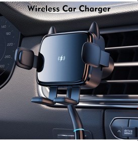 Resim Dancemonkey 15w Kablosuz Araç Şarj Cihazı - Hızlı Sıkıştırmalı Hava Menfezi Telefon Tutucu İphone/huawei/samsung Uyumlu Siyah Siyah 