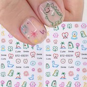 Resim Tam Güzellik Küçük Hayvan Tırnalar - Kawaii Dinozor & Japon Tarzı Güneş Yüz Dekalleri, Akçaağı Manikür Dekoru, Hipoalerjenik Plastik Kendiliğinden Yapış Tek Kullanımlı Süslemeler Plastik Yüzeyler için Parıltı Bitirme 