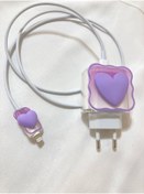 Resim HappyCase Apple Yeni Nesil Şarj Başlık Ve Kablo Koruyucu Seti Purple Lovely Tasarımlı 