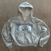 Resim Y2K Retro Hoodie - Vintage Sokak Giyim Pulloveru Ön Fermuar Kapanışı ile, Erkekler ve Kadınlar için Tam Fermuar Kapüşonlu Sweatshirt, Tüm Mevsimler için Hafif Gri/Siyah/Mavi/ - Şehir Moda Açıklaması Giyim, Sokak Stili, Yıpranmış Görünüm, Kaliteli Dikiş, Unisex Giyim, Sokak Giyim Severleri, Kadınlar/Kadınlar/Bayanlar için Hoodie 