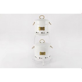 Resim 2 Katlı Metal Patates Soğan Saklama Kovası Beyaz 