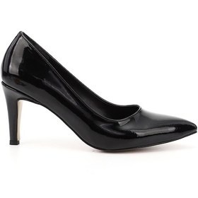 Resim Gönderi(R) Gönderi R Siyah Rugan Sivri Burun İnce Ökçe Topuklu Stiletto Siyah Rugan 