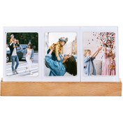 Resim Instax Mini Led Işıklı 3'lü Ahşap Fotoğraf Çerçevesi 