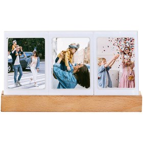 Resim Instax Mini Led Işıklı 3'lü Ahşap Fotoğraf Çerçevesi 