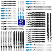Resim Mufunye 48'li T-uçlu Jigsaw Blades Seti: Ahşap, Metal Ve Plastik Kesim İçin Hcs/hss, Eğri, Hızlı Ve Dalgıç Kesim, Dayanıklı Plastik Kutu İle 