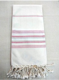 Resim Mandaş Pamuklu El Dokuma Peştemal (80X200) - Krem Pembe 