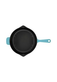 Resim Lava Döküm Izgara Tava, Metal Saplı Çap(Ø)28cm, - Mat Turkuaz 