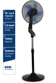 Resim GoldMaster Serin Bakır Motorlu Yatay Salınımlı Hız Ve Zaman Ayarlı Uzaktan Kumandalı Ayaklı Vantilatör GM7936 