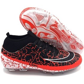 Resim Kırmızı Siyah Çoraplı Bilekli Futbol Krampon Ayakkabı Kırmızı - Siyah 
