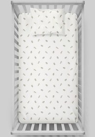 Resim Organik Bebek Boy Lastikli Çarşaf Seti - Yeşil Zeytin Dalı 70 x 130 