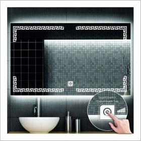 Resim Dnr-Mirror70x90 Cm Günışığı Ledli Tasarım Kumlamalı Dokunmatik Tuşlu Banyo Aynası Makyaj Aynası Işıklı Ayna 