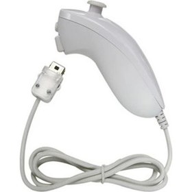 Resim Nintendo Wii Konsolu İçin Beyaz Hareket Tabanlı Kablolu Nunchuck Denetleyicisi Video Oyunu El Kavisli Oyun Kolu Denetleyicisi 