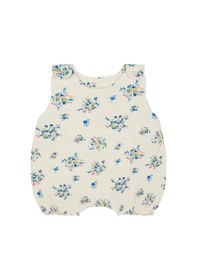 Resim Antebies Bambu Sustainable Minik Çiçekler Desenli Omuzda Çıtçıtlı Kolsuz Şortlu Balon Kız Bebek Tulum Bej 