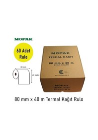 Resim 80x40 Termal Rulo Adisyon Yazarkasa Pos Fiş Bilgi 80 40 Yemek Fişi Termal Rulosu 1koli 60rulo 