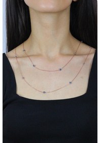 Resim Nazar Boncuklu 113 Cm Rose Gümüş Kolye 7255 508687604 
