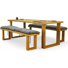 Resim Neiwel Doi Doğal Ahşap Banklı Toplantı Masasıı x 100 x 240 Açık Ceviz 