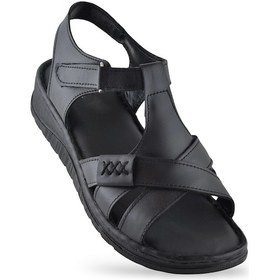 Resim 8149 Tam Ortopedik Hakiki Deri Kadın Sandalet Deri Sandalet İvazn Siyah 