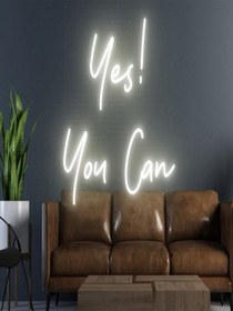 Resim Yes You Can Yazılı Neon Tabela Beyaz 