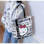 Resim 1 Adet [] Sanrio Hello Kitty Temalı Tek Omuz Çantası, Fermuarlı Kapatma, Pembe ve Beyaz Renk Seçenekleri, İşe Gidiş-Dönüş, Tatil, Plaj ve Diğer Etkinlikler İçin Uygun, Büyük Kapasiteli El Çantası 