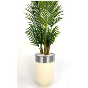 Resim Areka Palmiyesi 160cm Krem Gümüş Metal Darbuka Saksıda H 