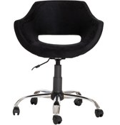 Resim Krom Metal Ayaklı Ofis Çocuk Odası Çalışma Sandalyesi Siyah 