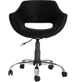 Resim Krom Metal Ayaklı Ofis Çocuk Odası Çalışma Sandalyesi Siyah 