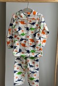 Resim Leo Baby Store Erkek Bebek & Çocuk [9 Ay - 1 Yaş - 2 Yaş] Beyaz Dinozor Desenli Model Pijama Takımı 