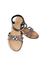 Resim Guja 25y174 Kadın Taşlı Düz Taban Abiye Sandalet Siyah Siyah 