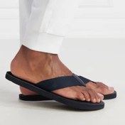 Resim Tommy Hilfiger %100 Deri Erkek Parmak Arası Lacivert Terlik XM0XM04571-DW5 