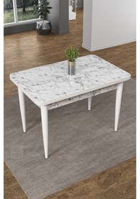 Resim Canisa Concept Nil Serisi 70x110 Sabit Mutfak Masası Takımı Beyaz Mermer Desen Masa 2 Hardal Sandalye Masa Beyaz/sandalyeler Hardal 