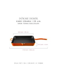 Resim Voeux 25 Cm Kare Izgara Tava - Turuncu 