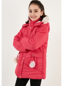 Resim Lela Içi Peluş Astarlı Kapüşonlu Şişme Kız Çocuk Mont 6035034 Kırmızı 