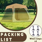 Resim 4 Kişilik Kamp Çadırı Tarp Kapak, PVC Kaplama ile Khaki Polyester, Dikdörtgen Kapanış, Su Geçirmez Açık Hava Konukevi, Yürüyüş ve Kamp için Kamp Çadırı Aksesuarları 