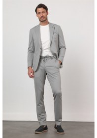 Resim İmza Gri Kendinden Desenli Mono Yaka 6 Drop Slim Fit Takım Elbise 1001260166 
