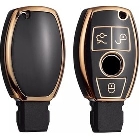 Resim Mercedes Uyumlu Benz W212 Gold Anahtar Kılıfı Siyah Renk 
