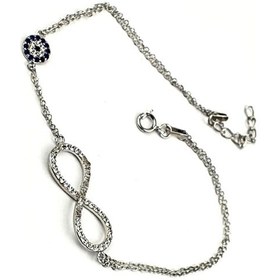 Resim Nazar Boncuğu Detayli Gümüş Bileklik 