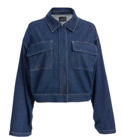 Resim Kadın Kolları Büzgülü Kısa Denim Ceket - XL 