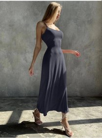 Resim Blage Yazlık, Uzun, İnce Askılı, Vücudu Saran Elbise. 246557639 Gri 