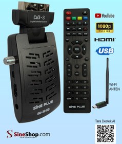 Resim Sine Plus Sm-30 Wifi Canaklı Canaksıs Display Gözlü Tkgs Oto Kanal Gunceleme Full Hd Hdmi Scart Uydu Alıcısı 
