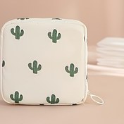 Resim Büyük Kapasiteli Ped Saklama Çantası, Çok Amaçlı Sevimli Taşınabilir Organizatör Kılıfı, Bozuk Para Cüzdanı & Mini Kozmetik Torbası, Rahat Stil, Polyester Malzeme 