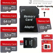 Resim Klasik Kırmızı ve Gri Hafıza Kartı Yüksek Hızlı C10 U3 Depolama Kartı, Akıllı Telefonlar, Tabletler, Kameralar, Oyun Konsolları ve Güvenilir Performanslı Dash Kameralar için 100GB, 64GB, 32GB, 8GB'de Mevcuttur 