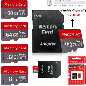 Resim Klasik Kırmızı ve Gri Hafıza Kartı Yüksek Hızlı C10 U3 Depolama Kartı, Akıllı Telefonlar, Tabletler, Kameralar, Oyun Konsolları ve Güvenilir Performanslı Dash Kameralar için 100GB, 64GB, 32GB, 8GB'de Mevcuttur 