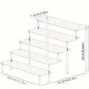 Resim 1, şeffaf vitrin rafı, 3 katmanlı/4 katmanlı/5 katmanlı trapezoidal vitrin rafı, antika mücevher ve kozmetik vitrin rafı, çok katmanlı düzenleyici şeffaf vitrin rafı, parfüm rafı, düzenleme ve dekorasyon için 