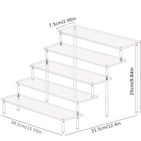 Resim 1, şeffaf vitrin rafı, 3 katmanlı/4 katmanlı/5 katmanlı trapezoidal vitrin rafı, antika mücevher ve kozmetik vitrin rafı, çok katmanlı düzenleyici şeffaf vitrin rafı, parfüm rafı, düzenleme ve dekorasyon için 
