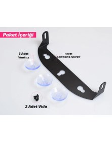 Resim STS Oto Aksesuar S6 Polis Çakarı Cam Içi Vantuzlu 6 LED Kırmızı Mavi Çakmaklık Girişli Ön Arka Cam 12 Mod 