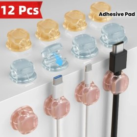 Resim Willowhaven 12 Adet Siyah Manyetik Kablo Klipsi - Masa Duvar Ev Ofis Düzenleyici 