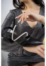 Resim BulutMod Kadın İki Taşlı Günlük Abiye Kısa Topuklu Ayakkabı Siyah 