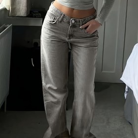 Resim Kadın Vintage Düz Paça Pantolon - Düğmeli, Esnemeyen, Düz Renk Günlük Pantolon, Tüm Sezon Rahatlığı, Gündelik ve Resmi Kullanım için Klasik Düz Paça Tasarımı 