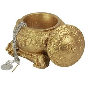 Resim Dekoratif Kase Takı Kutusu Yüzük Kolye Kutusu Mum Tabağı Takı Organizer Kapaklı Model - Altın 